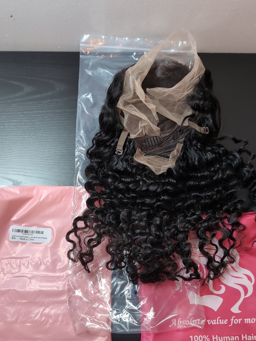 14 Inch Deep Wave Lace Front 180% Density Pre-plucked Human Hair Wig Black